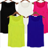 New Fashion Women Tank Top Candy Color Round Neck Sleeveless Pocket Shirt Blouse Tops Black