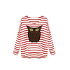 New Fashion Women T-Shirt Owl Pattern Stripe Crew Neck Batwing Long Sleeve Casual Top Blouse