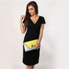 Fashion Women Elegant Office Stretchy Dress Wrap Front Tunic V-Neck Short Sleeve Maternity Dress