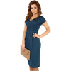 Fashion Women Elegant Office Stretchy Dress Wrap Front Tunic V-Neck Short Sleeve Maternity Dress