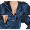 Sexy Women Silk Satin Shirt Dress Pajamas Turn Down Collar Long Sleeve Sleepwear Nightwear Pyjamas