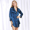 Sexy Women Silk Satin Shirt Dress Pajamas Turn Down Collar Long Sleeve Sleepwear Nightwear Pyjamas