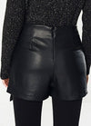 Women PU Lace Up Skirts Faux Leather Back Zipper Mini Short Pants Pantskirt Skorts