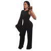 Sexy Women Jumpsuit Single Long Sleeve Solid Wide Leg Pants Slim Playsuit Rompers Red/Black/White