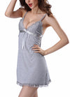 نساء الانزلاق من فستان Chemise Lightgown Scalloped Lace v Neck Spaghetti الأشرطة Lingerie Sleepwear Pajamas