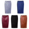 Europe Sexy Women Skirt PU Leather Solid Color Midi Pencil Skirts OL Casual Slim Clubwear