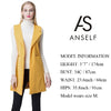 Europe Women Waistcoat Open Front Slit Hem Side Pockets Notched Collar Sleeveless Vest Gilet Outwear Yellow