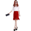 New Women Skirt Faux Suede Tassel Irregular Hem Zipper Midi Pencil Skirts OL Vintage Slim Clubwear Red