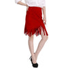 New Women Skirt Faux Suede Tassel Irregular Hem Zipper Midi Pencil Skirts OL Vintage Slim Clubwear Red