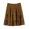 Chic Faux Suede Hollow Flower High Waist Pleated A-Line Women's Skirt