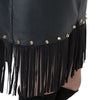 Chic Women PU Button Front Pocket Rivets Tassels High Waist Short Skirt