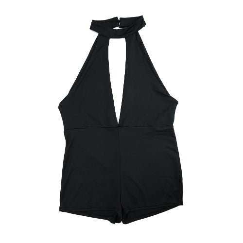 Sexy Women Jumpsuit Plunge V Neck Halter Sleeveless Stretchy Beach Playsuit Rompers Black