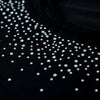 New Women T-Shirt Rhinestone O-Neck Short Sleeve Design Beading Casual Top Tee Black