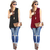 New Fashion Women Blouse Chiffon Sleeveless Asymmetrical Hem Turn-Down Collar Shirt Tops Burgundy/Black