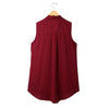 New Fashion Women Blouse Chiffon Sleeveless Asymmetrical Hem Turn-Down Collar Shirt Tops Burgundy/Black