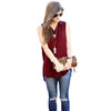 New Fashion Women Blouse Chiffon Sleeveless Asymmetrical Hem Turn-Down Collar Shirt Tops Burgundy/Black