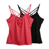 New Sexy Women Criss Cross Top Spaghetti Strap V Neck Sleeveless Backless Bodycon Tank Top T-Shirt Watermelon Red/Black