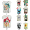 New Women T-Shirt Special Print O-Neck Short Sleeves Pullover Loose Casual Tee Fashion Top