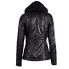 Women's Faux Leather Hooded Jacket Zippered Hoodie Short Slim Motorcycle Jacket Coat