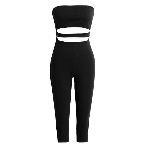 Sexy Strapless Backless Cut Out Cropped Leg Skinny Fit  Women's Jumpsuit