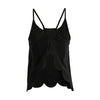 New Sexy Women Strap Tank Top Scoop Neck Open Back Scalloped Edges Backless Casual Vest Black