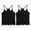 New Sexy Women Strap Tank Top Scoop Neck Open Back Scalloped Edges Backless Casual Vest Black