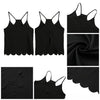 New Sexy Women Strap Tank Top Scoop Neck Open Back Scalloped Edges Backless Casual Vest Black