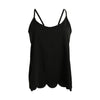 New Sexy Women Strap Tank Top Scoop Neck Open Back Scalloped Edges Backless Casual Vest Black