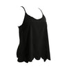 New Sexy Women Strap Tank Top Scoop Neck Open Back Scalloped Edges Backless Casual Vest Black