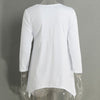 نساء تي شيرت عقدة Tunic Top V-tech Long Sleeves Autumn Top Solid Slim Disual Tee White/Pink