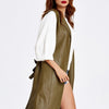 Fashion Women Vest Coat Faux Leather Notched Collar Sleeveless Long Waistcoat Jacket Outerwear Black/Brown/Army Green