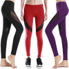 New Women Leggings Sports Pants Sheer Mesh Splicing High Waist Yoga Pants Stretchy Jogging Fitness Tights Gym Trousers Black/Purple/Red