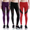 New Women Leggings Sports Pants Sheer Mesh Splicing High Waist Yoga Pants Stretchy Jogging Fitness Tights Gym Trousers Black/Purple/Red