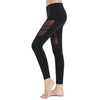 New Women Sport Yoga Leggings Solid Mesh Splice High Waist Fitness Gym Running Stretch Tights Long Pants Trousers Black