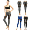 New Women Sport Yoga Leggings Solid Mesh Splice High Waist Fitness Gym Running Stretch Tights Long Pants Trousers Black