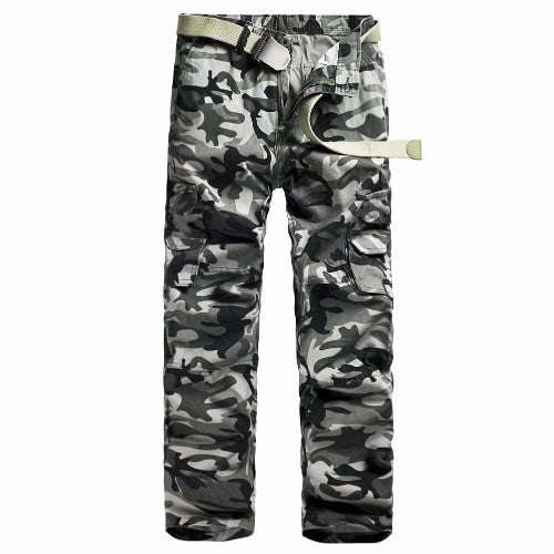 New Men Cargo Trousers Camouflage Multi-Pockets Camping Work Military Style Outdoor Casual Pants