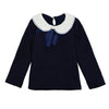 Sweet Cute Kids T-Shirt Peter Pan Collar Long Sleeve Keyhole Children Girls' Top