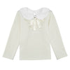 Sweet Cute Kids T-Shirt Peter Pan Collar Long Sleeve Keyhole Children Girls' Top