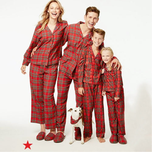 Family Girls Boys Kids Pajama Set Plaid Long Sleeves Sleepwear Suits House Wear Child Top Long Pants