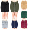 Fashion Women Mini Suede Skirts Pocketed Zippered Front Party Short Sheath Suedtte Skirt