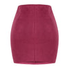 Fashion Women Mini Suede Skirts Pocketed Zippered Front Party Short Sheath Suedtte Skirt