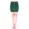 Fashion Women Mini Suede Skirts Pocketed Zippered Front Party Short Sheath Suedtte Skirt