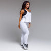 New Women Sport Yoga Leggings Mesh Splice Solid Stretch Fitness Gym Running Bodycon Pants White