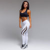 New Women Sport Yoga Leggings Mesh Splice Solid Stretch Fitness Gym Running Bodycon Pants White