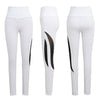 New Women Sport Yoga Leggings Mesh Splice Solid Stretch Fitness Gym Running Bodycon Pants White