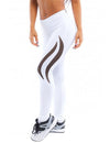 New Women Sport Yoga Leggings Mesh Splice Solid Stretch Fitness Gym Running Bodycon Pants White