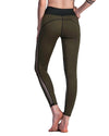 Sexy Women Sport Leggings Mesh Insert Splicing High Waist Skinny Casual Gym Yoga Pants Dark Green