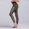 Sexy Women Sport Leggings Mesh Insert Splicing High Waist Skinny Casual Gym Yoga Pants Dark Green