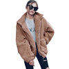 Fashion Women Fluffy Shaggy Faux Fur Coat Long Sleeve Loose Coat Turn-Down Sling Zipper Casual Jacket Outwear Tops