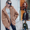 Fashion Women Fluffy Shaggy Faux Fur Coat Long Sleeve Loose Coat Turn-Down Sling Zipper Casual Jacket Outwear Tops